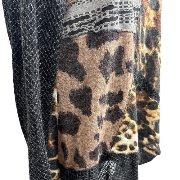Ali Miles Petite Womens Leopard Print Mixed Media Lagenlook Light Sweater sz PL - Picture 3 of 16